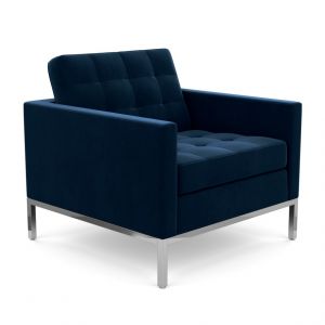 KNOLL fauteuil FLORENCE en tissu (Knoll Velvet Aviator - Revêtement Cat. B et structure en acier chromé)