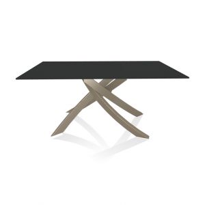 BONTEMPI table avec structure sable ARTISTICO 20.13 160x90 cm (Anti-rayures anthracite opaque - Plateau en verre et structure en acier laqu&eacute; sable)