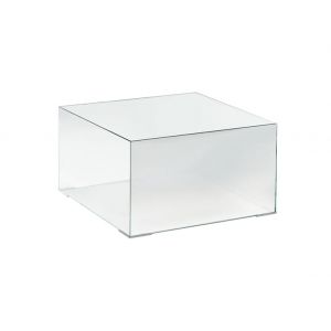GLAS ITALIA table basse ILLUSION (70 x 70 x H 33 cm - Cristal extralight miroir)