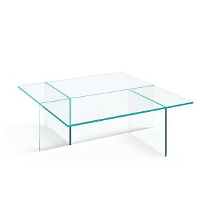TONELLI table basse carr&eacute; SESTANTE (150 x 150 x h 36 cm - Verre extra clair)
