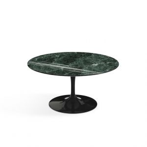 KNOLL table basse ronde TULIP Ø 91 cm collection Eero Saarinen (Base noire / plateau en Verde Alpi - marbre et aluminium)