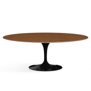 KNOLL table ovale TULIP collection Eero Saarinen 198x121 cm (Base noire / plateau en noyer - Bois et aluminium)