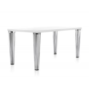 KARTELL Table TOP TOP plateau en verre dim. 160x72x80 (Blanc - pleateau en verre - Pieds en PMMA transparent)