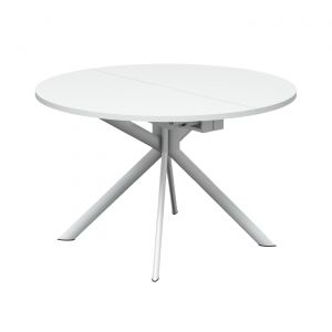 CONNUBIA table extensible à rallonge avec piètement blanc optique mat GIOVE CB/4739-D 120 cm (Plateau et rallonge blanc texturé - Métal et bois anobli)