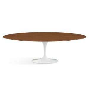 KNOLL table ovale TULIP collection Eero Saarinen 244x137 cm (Base blanche / plateau en noyer - Bois et aluminium)