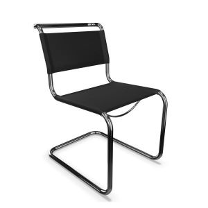 THONET chaise S 33 (Black - Cuir pleine fleur et acier chrom&eacute;)