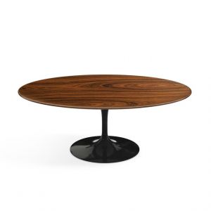 KNOLL table basse ovale TULIP collection Eero Saarinen 107x70 cm (Base noire / plateau Santos Palissandro - Bois et aluminium)