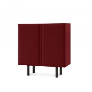 MAGIS buffet TACITO 100 cm (Ext&eacute;rieur bordeaux, int&eacute;rieur vert clair - MDF peint, portes en feutre, pieds en aluminium)