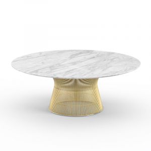 KNOLL table basse ronde PLATNER &Oslash; 107 x H 38,5 cm (Or 18k / Statuarietto - M&eacute;tal / marbre)