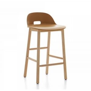 EMECO ALFI COUNTER STOOL LOW BACK tabouret avec le dossier bas (Sable et frêne clair - Polypropylène et fibre de bois recyclé)