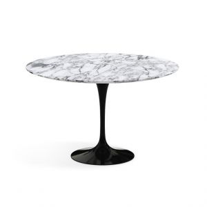 KNOLL table ronde TULIP Ø 120 cm collection Eero Saarinen (Base noire / plateau Arabescato satin - marbre et aluminium)