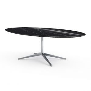 KNOLL table ovale FLORENCE KNOLL 244 x 137 cm (Nero Marquina poli - Marbre et acier chromé)