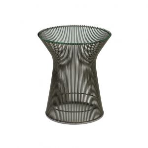 KNOLL table basse ronde PLATNER Ø 40 x H 46 cm (Bronze / Transparent - Métal / Cristal)