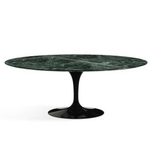 KNOLL table ovale TULIP collection Eero Saarinen 198x121cm (Base noire / plateau en Verde Alpi - marbre et aluminium)