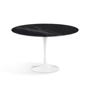 KNOLL table ronde TULIP &Oslash; 120 cm collection Eero Saarinen (Base blanche / plateau noir Marquina - marbre et aluminium)