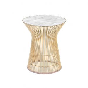 KNOLL table basse ronde PLATNER &Oslash; 40 x H 46 cm (Or 18k / Statuarietto - M&eacute;tal / marbre)