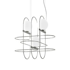 FONTANA ARTE lampe à suspension SETAREH 4383 (Nickel noir - verre satiné blanc et métal)