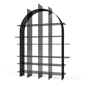 TONELLI biblioth&egrave;que verticale PARADIGMA (Verre fum&eacute; et structure noire bross&eacute;e - verre et m&eacute;tal)