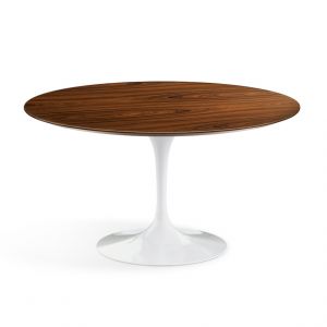 KNOLL table ronde TULIP &Oslash; 137 cm collection Eero Saarinen (Base blanche / plateau Santos Palissandro - Bois et aluminium)