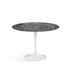 KNOLL table ronde TULIP &Oslash; 107 cm collection Eero Saarinen (Base blanche / plateau gris Carnico - marbre et aluminium)