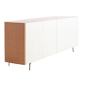 HORM buffet avec 5 portes LEON sur base Mid-Century Modern L 240 cm (H 112 cm - Bois blond et portes en hêtre blanchi et bois blond)