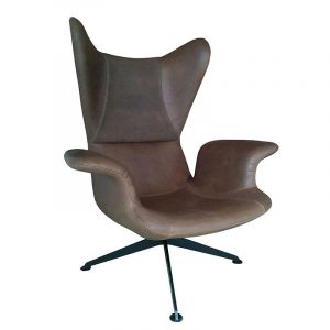 DIESEL WITH MOROSO fauteuil pivotant LONGWAVE (Vert / Bleu - Cat. T Cuir Magia et frêne noir)