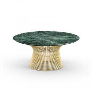 KNOLL table basse ronde PLATNER Ø 91,5 x H 38,5 cm (Or 18k / Vert Alpi - Métal / marbre)