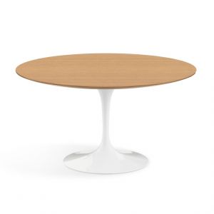 KNOLL table ronde TULIP Ø 137 cm collection Eero Saarinen (Base blanche / plateau en chêne naturel - Bois et aluminium)