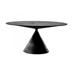 DESALTO table oval CLAY (110x160 cm / Pierre de lave - Base en polyuréthane / Plateau MDF avec revêtement)