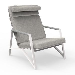 TALENTI fauteuil lounge d'extérieur COTTAGE Collection Icon (White / Light grey - Tissu et aluminium peint)