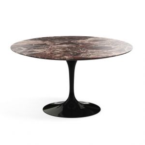 KNOLL table ronde TULIP &Oslash; 137 cm collection Eero Saarinen (Base noire / plateau Rouge Rubis - marbre et aluminium)