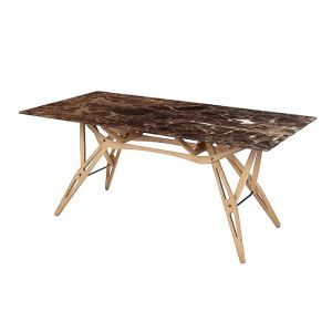 ZANOTTA table avec plateau en marbre Emperador REALE (80x160 cm - chêne naturel)