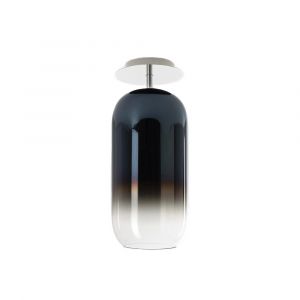 ARTEMIDE lampe de plafonde GOPLE MINI (Bleu saphir PVD, structure argentée - Aluminium et verre soufflé)