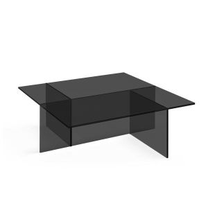 TONELLI table basse carr&eacute; SESTANTE (150 x 150 x h 36 cm - Verre fum&eacute;)