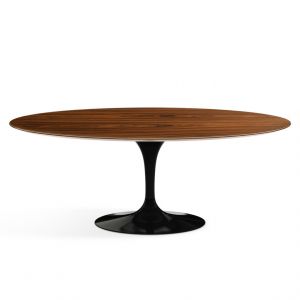 KNOLL table ovale TULIP collection Eero Saarinen 198x121 cm (Base noire / plateau Santos Palissandro - Bois et aluminium)