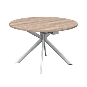 CONNUBIA table extensible à rallonge avec piètement blanc optique mat GIOVE CB/4739-D 120 cm (Plateau et rallonge vintage - Métal et bois anobli)