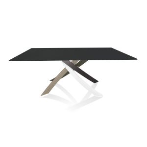 BONTEMPI CASA table avec structure multicolor elegant ARTISTICO 20.00 180x106 cm (Anti-rayures anthracite opaque - Plateau en verre et structure en acier laqué multicolor elegant)