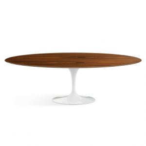 KNOLL table ovale TULIP collection Eero Saarinen 244x137 cm (Base blanche / plateau Santos Palissandro - Bois et aluminium)