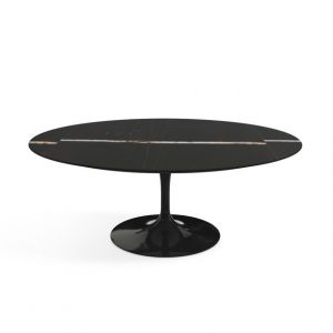 KNOLL table basse ovale TULIP collection Eero Saarinen 107x70 cm (Base noire / plateau Sahara Noir satiné - marbre et aluminium)