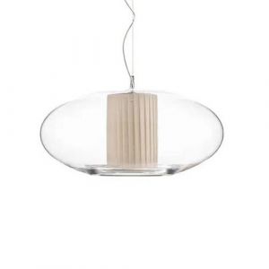 MODOLUCE lampe à suspension ELLISSE 60 cm (Plissé ribbon - PMMA transparent et tissu)