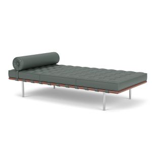 KNOLL sommier BARCELONA DAY BED (Structure chromée / Revêtement Cadet - Acier / cuir Volo)