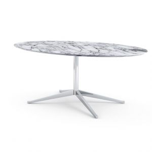 KNOLL table ovale FLORENCE KNOLL 198 x 121 cm (Arabescato satin - Marbre et acier chromé)