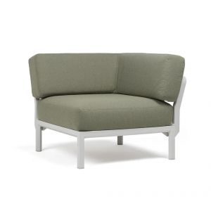 NARDI fauteil &eacute;l&eacute;ment d'angle MAXIMO (Craie / Thym - Fibre de verre r&eacute;g&eacute;n&eacute;r&eacute;e, polypropyl&egrave;ne et tissu Sunbrella hydrofuge)