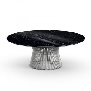 KNOLL table basse ronde PLATNER &Oslash; 107 x H 38,5 cm (Nickel / Noir Marquina - M&eacute;tal / marbre)