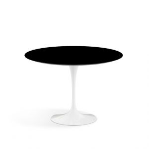 KNOLL table ronde TULIP Ø 107 cm collection Eero Saarinen (Base blanche / plateau noir - Plastique laminé et alluminium)