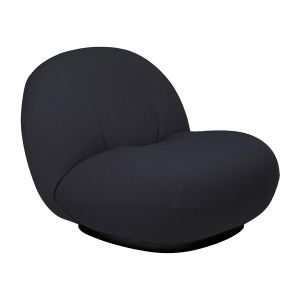 GUBI fauteuil avec la base pivotante PACHA LOUNGE CHAIR (Cat. C Kvadrat Vidar 554 - tissu et bois finition Soft Black Semi Matt)