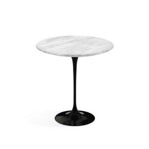 KNOLL table ronde TULIP &Oslash; 51 cm collection Eero Saarinen (Base noire / plateau Statuarietto satin - marbre et aluminium)