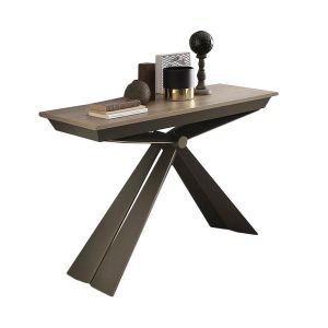 ALTACOM console transformable en table à manger GENESI 295 cm (Dessus effet mortier - Base en métal verni époxy)