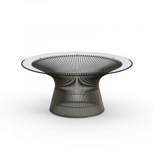 KNOLL table basse ronde PLATNER Ø 91,5 x H 38,5 cm (Bronze / Transparent - Métal / Cristal)