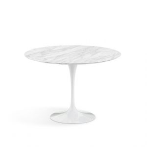 KNOLL table ronde TULIP Ø 107 cm collection Eero Saarinen (Base blanche / plateau Statuarietto satin - marbre et aluminium)